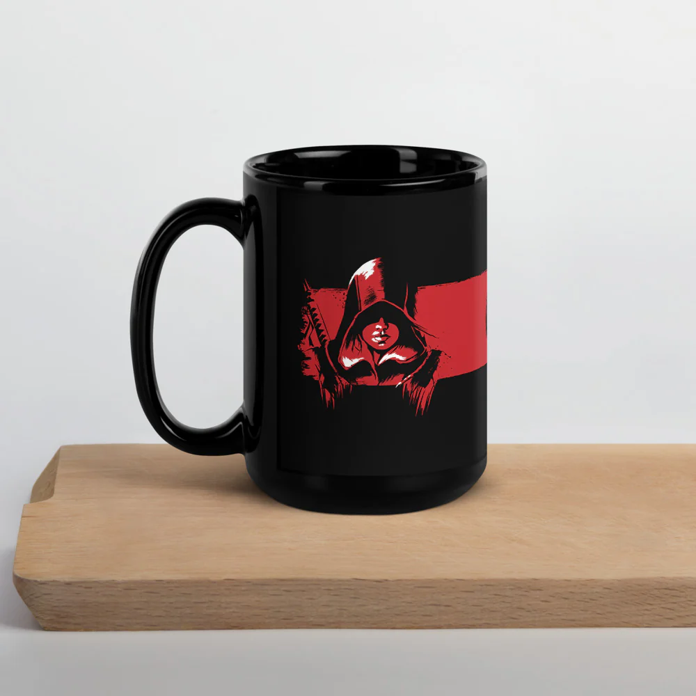 Assassin's Creed Shadows Black Glossy Mug - Image 12